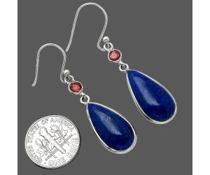 Lapis Lazuli and Garnet Earrings SDE85677 E-1002, 10x20 mm