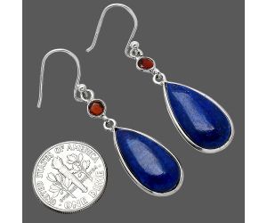 Lapis Lazuli and Garnet Earrings SDE85687 E-1002, 10x20 mm