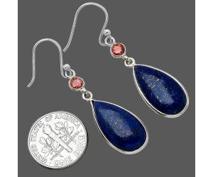 Lapis Lazuli and Garnet Earrings SDE85689 E-1002, 10x19 mm