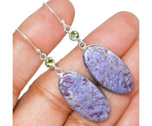 Lavender Jade and Peridot Earrings SDE85704 E-1002, 14x27 mm