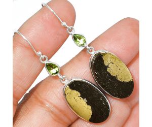 Apache Gold Healer's Gold and Peridot Earrings SDE85721 E-1002, 13x23 mm