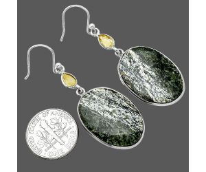 Natural Chrysotile and Citrine Earrings SDE85728 E-1002, 16x24 mm