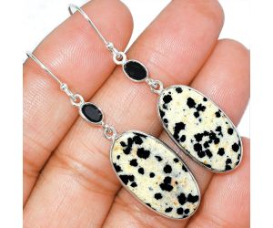 Dalmatian and Black Onyx Earrings SDE85736 E-1002, 13x25 mm