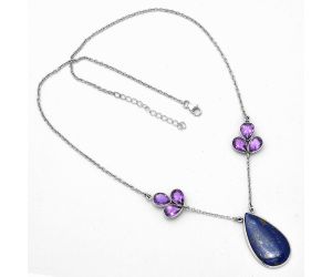 Lapis - Afghanistan and Amethyst Necklace SDN1122 N-1002, 17x30 mm