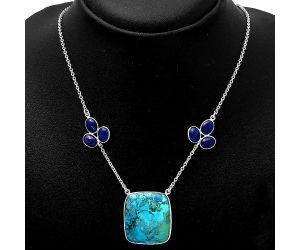 Natural Shattuckite - USA and Lapis Necklace SDN1168 N-1002, 24x27 mm