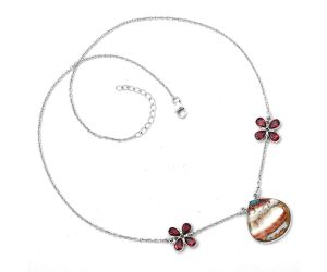 Multi Copper Turquoise and Garnet Necklace SDN1180 N-1001, 21x21 mm