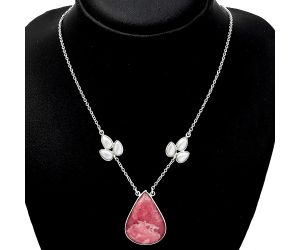 Rhodochrosite Argentina and Pearl Necklace SDN1192 N-1002, 20x23 mm