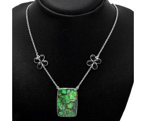 Green Matrix Turquoise and Black Onyx Necklace SDN1211 N-1001, 22x31 mm