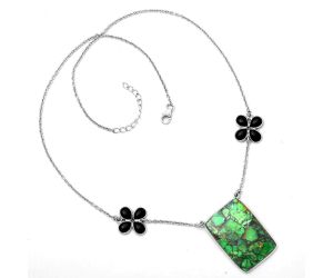 Green Matrix Turquoise and Black Onyx Necklace SDN1211 N-1001, 22x31 mm