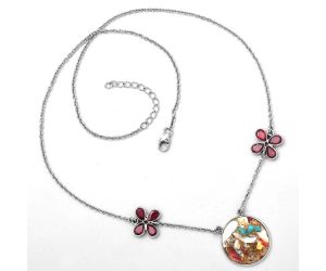 Multi Copper Turquoise and Garnet Necklace SDN1222 N-1001, 20x20 mm