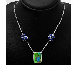 Blue Turquoise In Green Mohave & Lapis Necklace SDN1243 N-1001, 15x21 mm