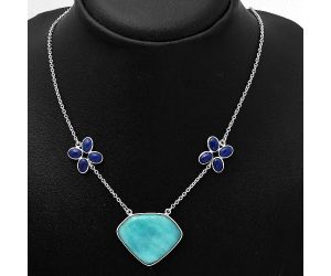 Natural Paraiba Amazonite and Lapis Necklace SDN1253 N-1001, 25x30 mm