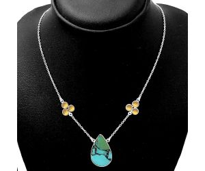 Natural Lucky Charm Tibetan Turquoise & Citrine Necklace SDN1348 N-1002, 17x26 mm