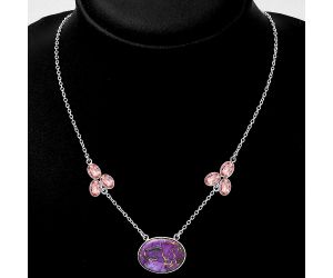Copper Purple Turquoise & Peach Morganite Necklace SDN1362 N-1002, 16x21 mm