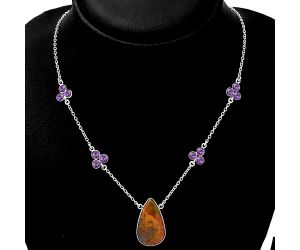 Rare Cady Mountain Agate & Amethyst Necklace SDN1377 N-1004, 15x25 mm