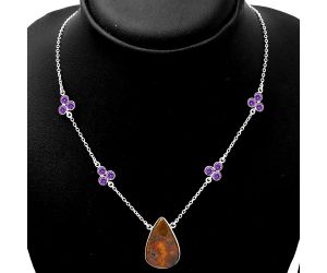Rare Cady Mountain Agate & Amethyst Necklace SDN1394 N-1004, 16x25 mm