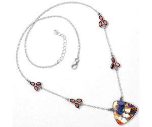 Spiny Oyster Turquoise & Garnet Necklace SDN1400 N-1004, 20x20 mm