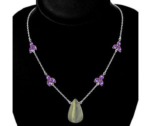 Natural Serpentine & Amethyst Necklace SDN1413 N-1004, 16x26 mm