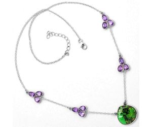 Green Matrix Turquoise & Amethyst Necklace SDN1419 N-1004, 17x17 mm