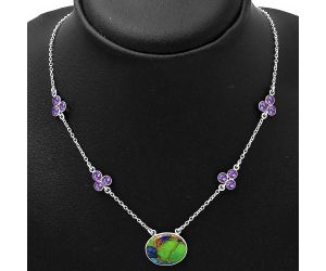 Multi Copper Turquoise & Amethyst Necklace SDN1423 N-1004, 15x18 mm