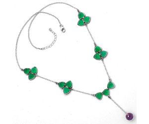 Faceted Amethyst Briolette Ball & Green Onyx Necklace SDN1437 N-1005, 9x9 mm