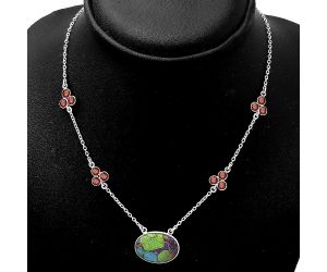 Multi Copper Turquoise & Garnet Necklace SDN1458 N-1004, 15x20 mm
