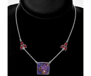 Copper Purple Turquoise & Garnet Necklace SDN1467 N-1002, 18x18 mm