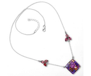 Copper Purple Turquoise & Garnet Necklace SDN1467 N-1002, 18x18 mm