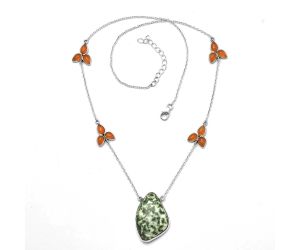 Dioptase and Carnelian Necklace SDN1650 N-1004, 19x27 mm