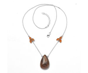 Lake Superior Agate and Carnelian Necklace SDN1653 N-1002, 18x28 mm
