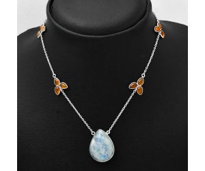 Rainbow Moonstone and Carnelian Necklace SDN1656 N-1004, 18x23 mm