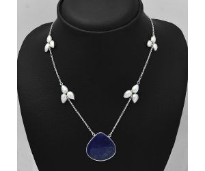 Lapis Lazuli and Pearl Necklace SDN1658 N-1004, 25x26 mm