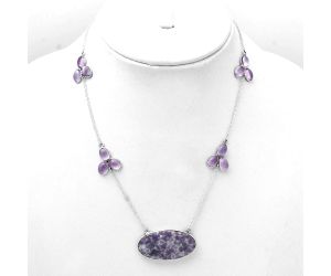 Purple Lepidolite and Amethyst Necklace SDN1668 N-1004, 18x31 mm