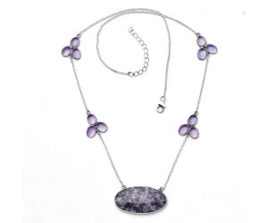 Purple Lepidolite and Amethyst Necklace SDN1668 N-1004, 18x31 mm