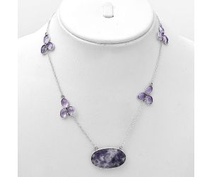 Purple Lepidolite and Amethyst Necklace SDN1670 N-1004, 15x26 mm