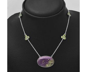 Purpurite and Peridot Necklace SDN1677 N-1004, 19x29 mm