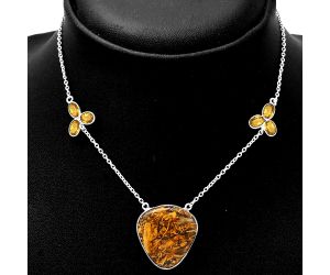Coquina Fossil Jasper and Citrine Necklace SDN1688 N-1002, 21x23 mm