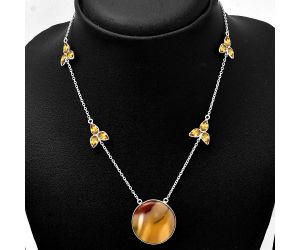 Red Mookaite and Citrine Necklace SDN1690 N-1004, 23x23 mm
