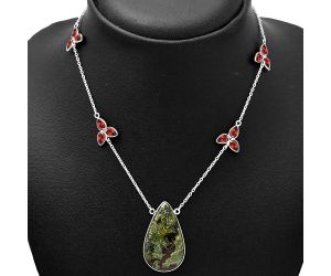 Dragon Blood Stone and Garnet Necklace SDN1708 N-1004, 19x32 mm