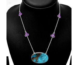 Shattuckite and Amethyst Necklace SDN1724 N-1004, 23x36 mm