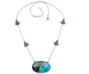 Shattuckite and Amethyst Necklace SDN1724 N-1004, 23x36 mm