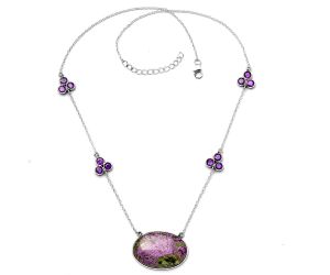 Purpurite and Amethyst Necklace SDN1726 N-1004, 19x28 mm
