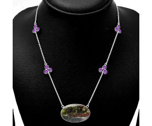 Dragon Blood Stone and Amethyst Necklace SDN1727 N-1004, 19x31 mm