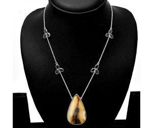 Montana Agate and Black Onyx Necklace SDN1750 N-1004, 24x40 mm