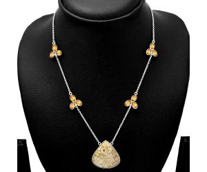 Rock Calcy and Citrine Necklace SDN1752 N-1004, 24x24 mm