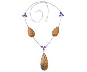 Picture Jasper and Amethyst Necklace SDN1785 N-1021, 17x20 mm