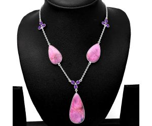 Pink Cobalt and Amethyst Necklace SDN1787 N-1021, 20x41 mm