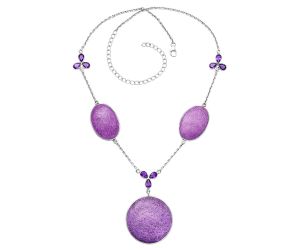 Purpurite and Amethyst Necklace SDN1788 N-1021, 31x31 mm