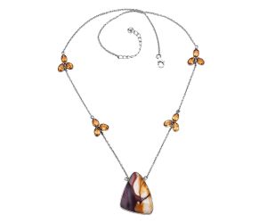 Red Mookaite and Citrine Necklace SDN1844 N-1004, 21x30 mm