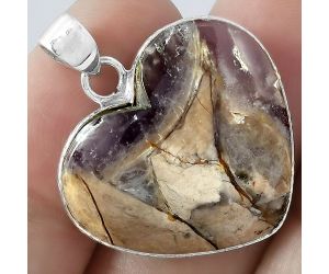 Valentine Gift Heart Amethyst Sage Agate - Nevada Pendant SDP100875 P-1043, 23x25 mm